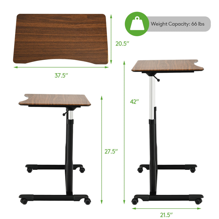 Height Adjustable Computer Desk Sit to Stand Rolling Notebook Table-Brown