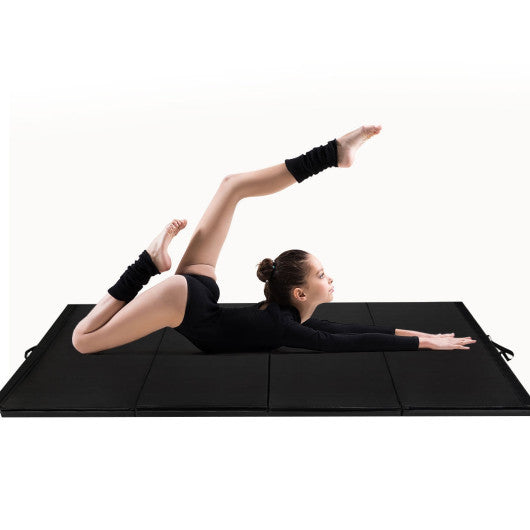 4 Feet x 10 Feet Thick Folding Panel Gymnastics Mat-Black