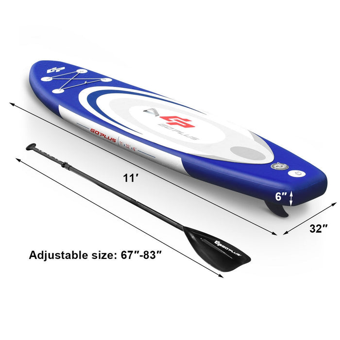 11 Feet Adjustable Inflatable Stand up Paddle SUP Surfboard with Bag