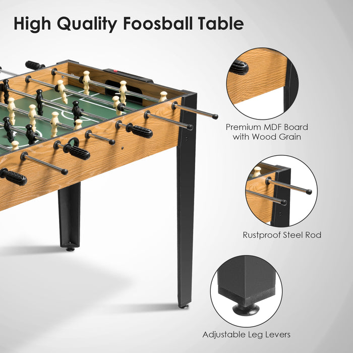 48 Inch Competition Sized Home Recreation Wooden Foosball Table-Brown