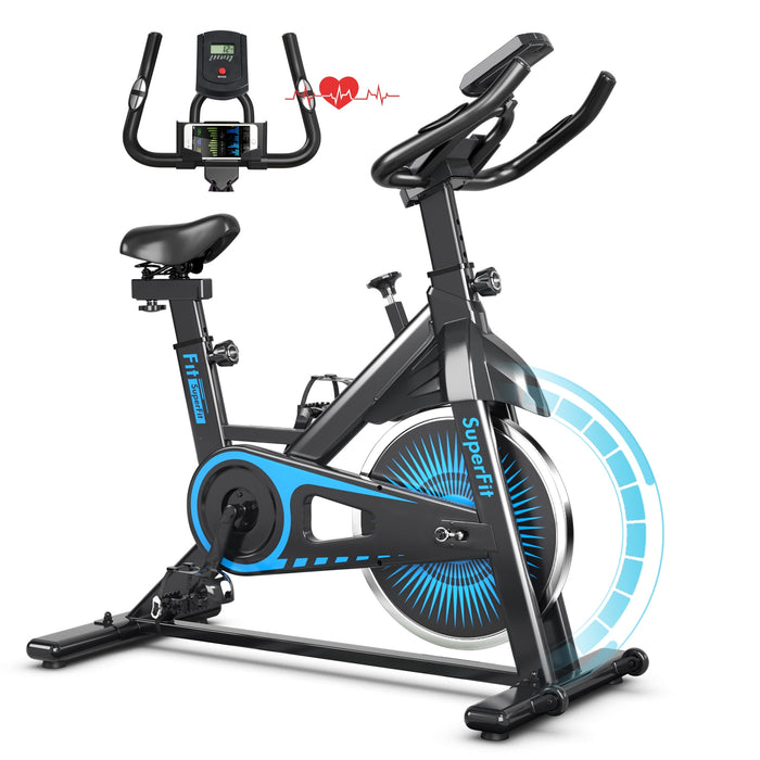 Indoor Silent Belt Drive Adjustable Resistance Cycling Stationary Bike-Blue