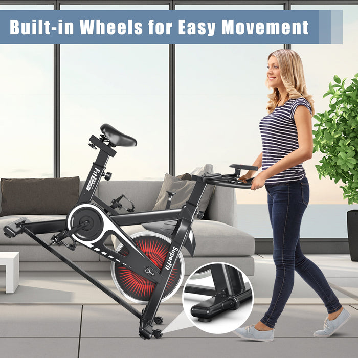 Indoor Silent Belt Drive Adjustable Resistance Cycling Stationary Bike White