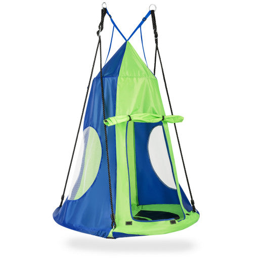 2-in-1 40 Inch Kids Hanging Chair Detachable Swing Tent Set-Green