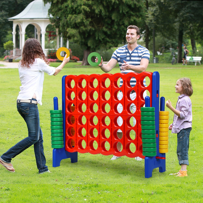 Jumbo 4-to-Score Giant Game Set with 42 Jumbo Rings and Quick-Release Slider-Blue