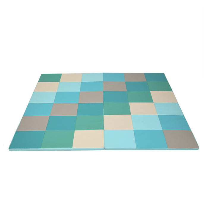 58 Inch Toddler Foam Play Mat Baby Folding Activity Floor Mat-Light Blue