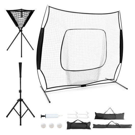 Portable Practice Net Kit with 3 Carrying Bags-Black