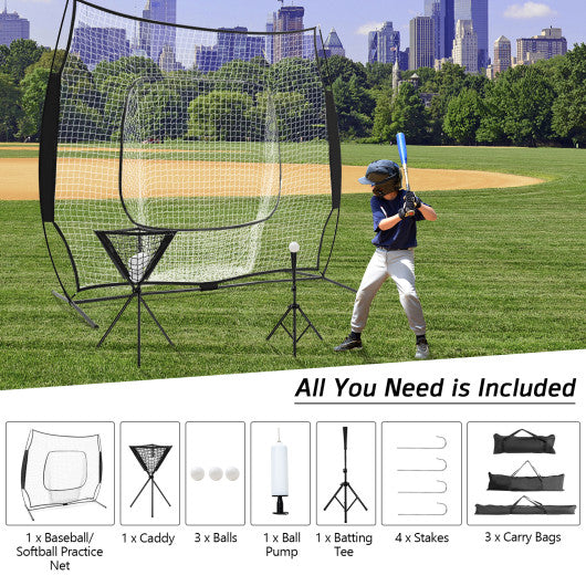 Portable Practice Net Kit with 3 Carrying Bags-Black