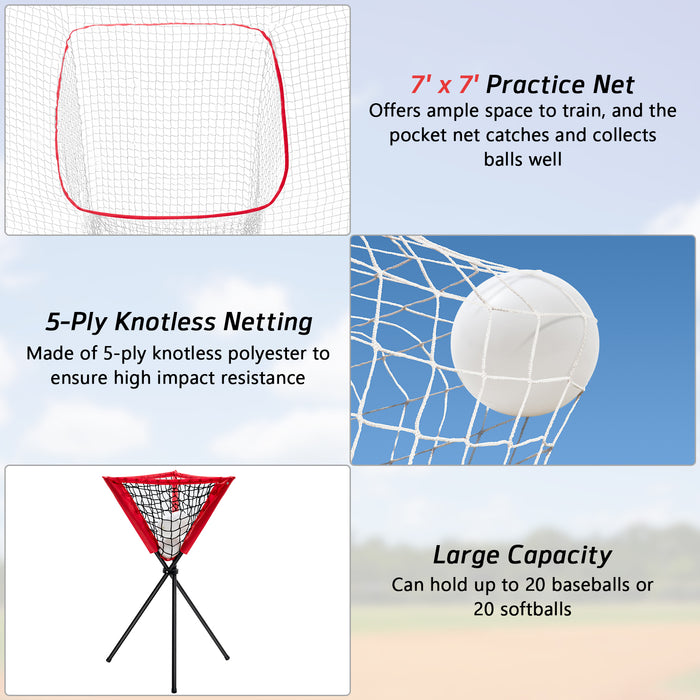 Portable Practice Net Kit with 3 Carrying Bags-Red