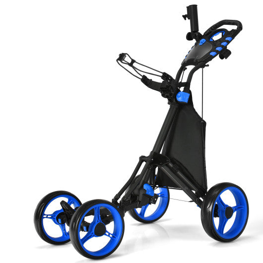 Golf Push Pull Cart with Foot Brake-Blue