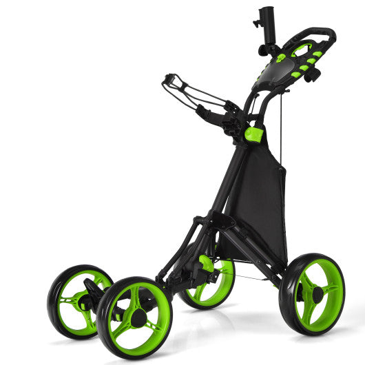 Golf Push Pull Cart with Foot Brake-Green