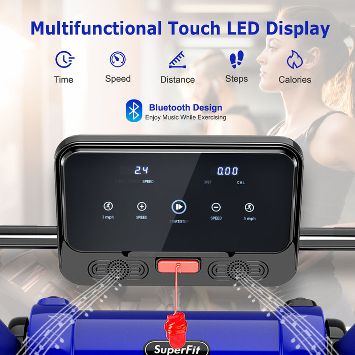 2.25 HP Electric Motorized Folding Running Treadmill Machine with LED Display-Navy