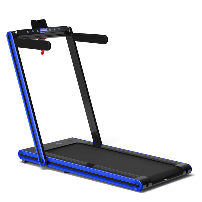 2-in-1 Folding Treadmill with Dual LED Display-Navy