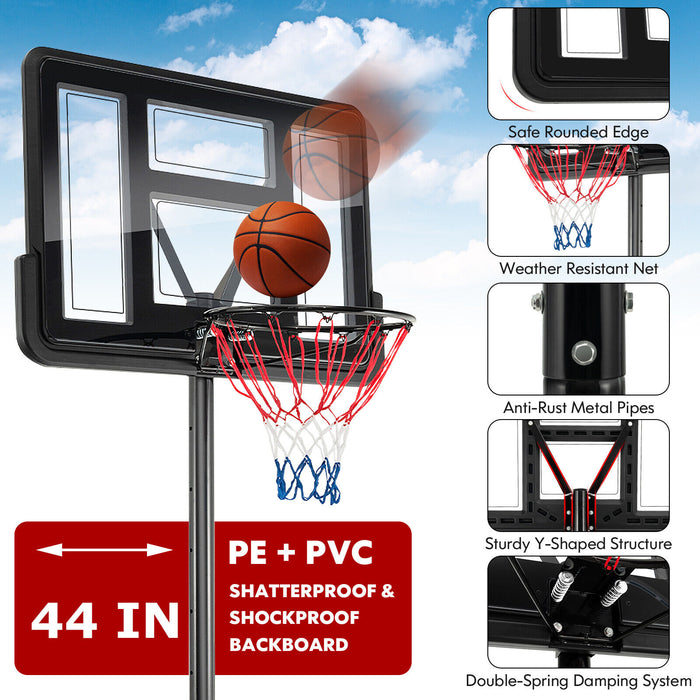 4.25-10 Feet Adjustable Basketball Hoop System with 44 Inch Backboard-A