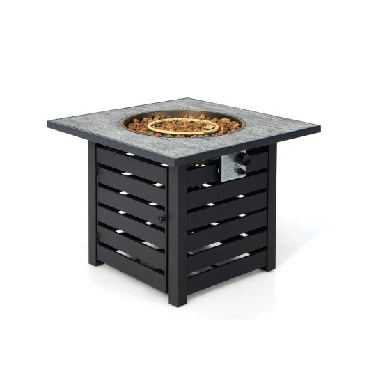 Square Propane Fire Pit Table with Lava Rocks and Rain Cover