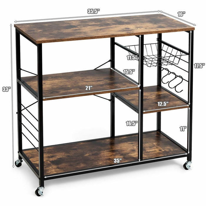 Rolling Industrial Kitchen Bakerâ€™s Storage Shelf