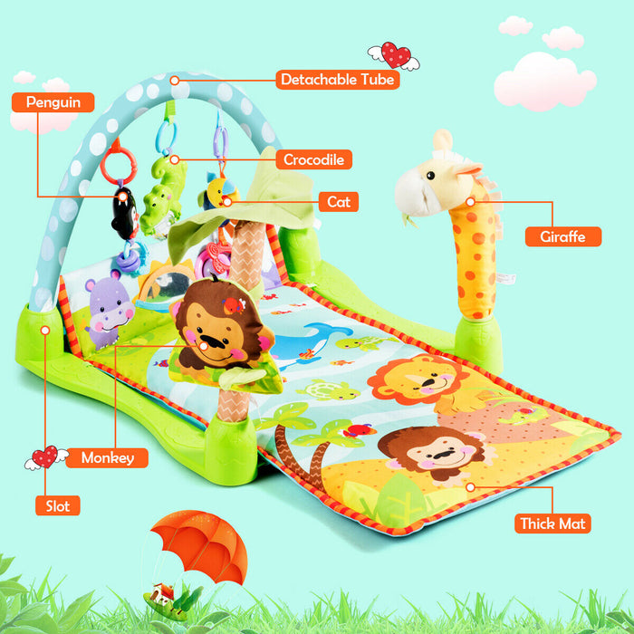 4-in-1 Baby Play Gym Mat with 3 Hanging Educational Toys