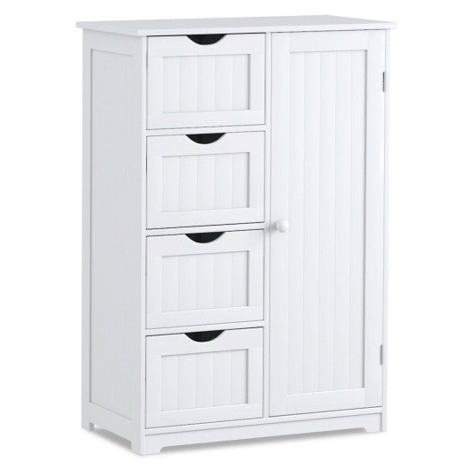 Standing Indoor Wooden Cabinet with 4 Drawers-White