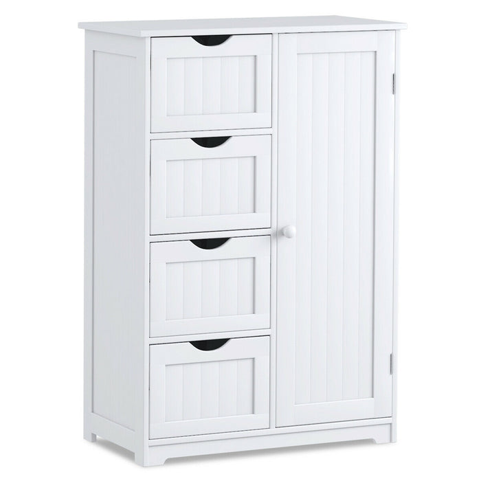 Standing Indoor Wooden Cabinet with 4 Drawers-White