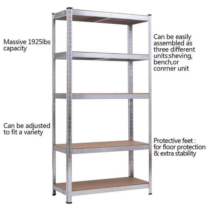 72 Inch Storage Shelf Steel Metal 5 Levels Adjustable Shelves