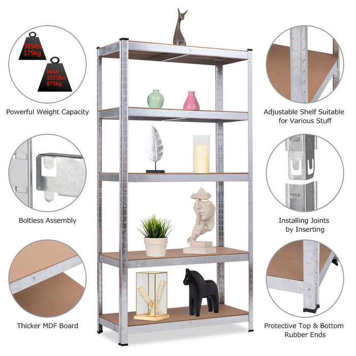 72 Inch Storage Shelf Steel Metal 5 Levels Adjustable Shelves