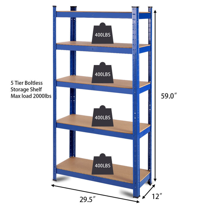 29.5 x 59 Inch Adjustable 5-layer 2000 lbs Capacity Tool Shelf-Blue