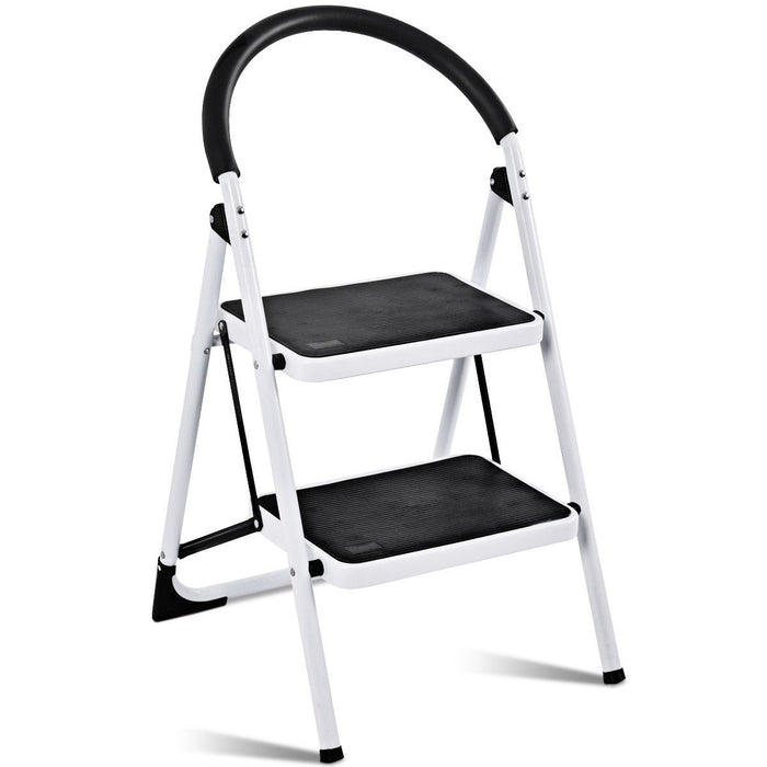 2.75 Feet Folding Step Stool with Iron Frame and Anti-Slip Pedals