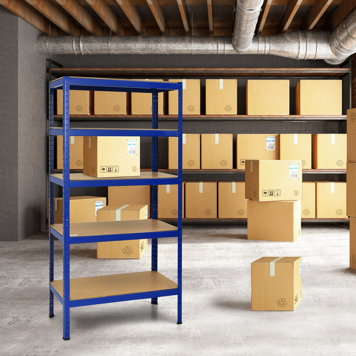 71 inch Heavy Duty Steel Adjustable 5 Level Storage Shelves-Blue