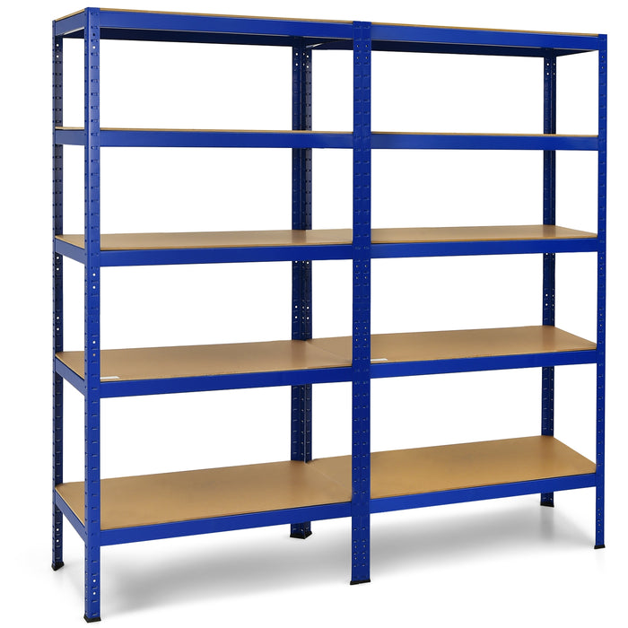 71 inch Heavy Duty Steel Adjustable 5 Level Storage Shelves-Blue