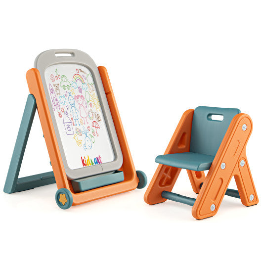 Kids Height Adjustable Art Easel Set with Chair