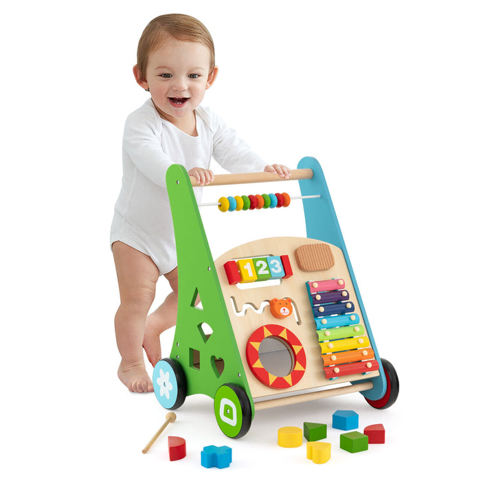 Toddler Push Walker Activity Center Toy with Burr-free Handle