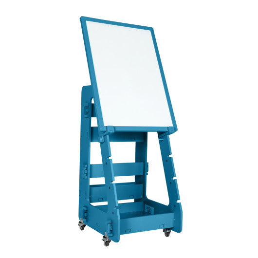 Multifunctional Kids' Standing Art Easel with Dry-Erase Board -Navy