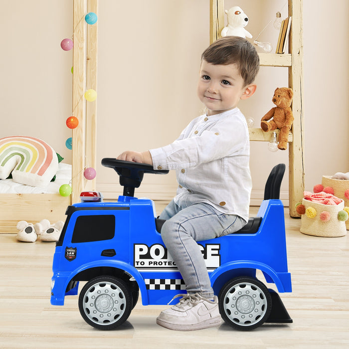 Mercedes Benz Kids Ride On Push Licensed Police Car-Blue