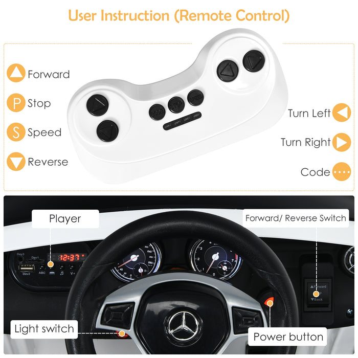 12V Electric Kids Ride On Car with Remote Control-White