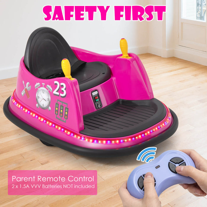 6V Battery Powered Kids Ride On Bumper Car with Remote Control-Pink