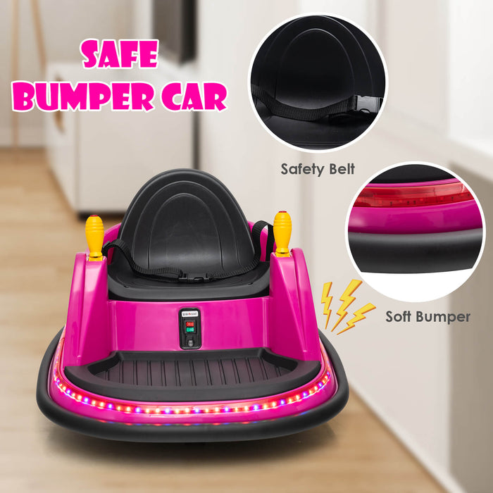 6V Battery Powered Kids Ride On Bumper Car with Remote Control-Pink