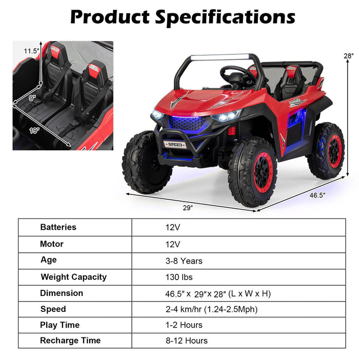 12V 2-Seater Kids Ride on UTV with Slow Start Function Music-Red