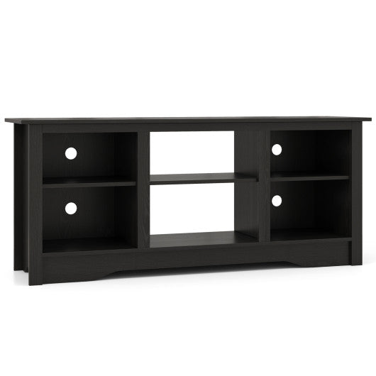 TV Stand for up to 65 Inch Flat Screen TVs with Adjustable Shelves for 18 Inch Electric Fireplace (Not Included)-Black