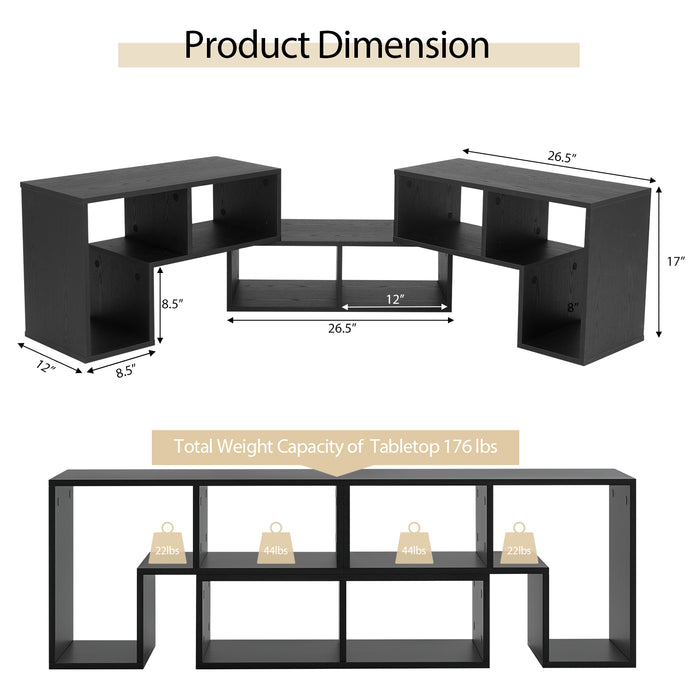 3 Pieces Adjustable TV Stand for TVs up to 65 Inch with Shelves-Mixed Black