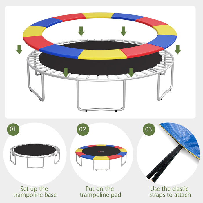 12 Feet Waterproof and Tear-Resistant Universal Trampoline Safety Pad Spring Cover-Multicolor