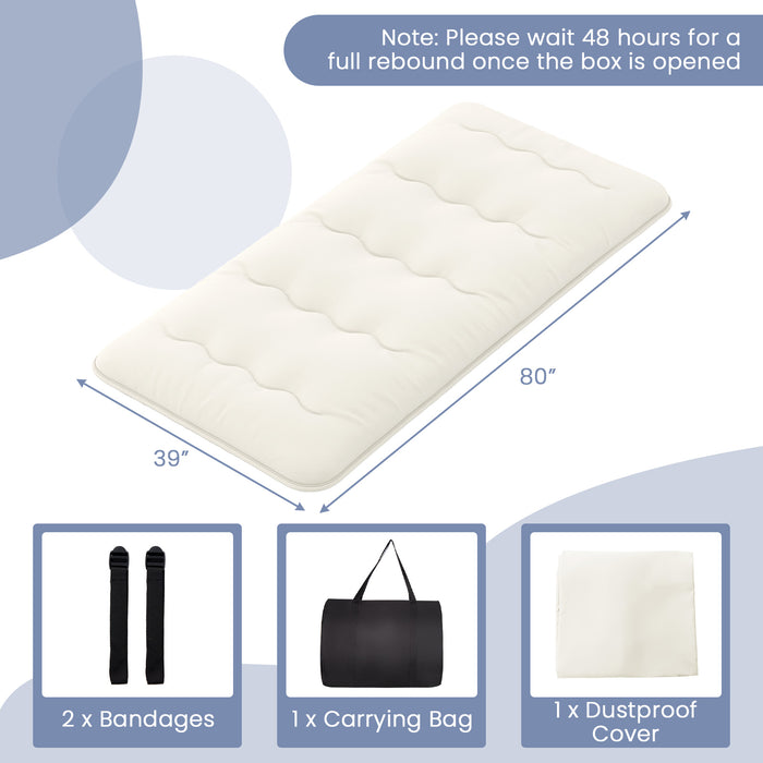 Queen/King/Twin/Full Futon Mattress Floor Sleeping Pad with Washable Cover Beige-Twin Size