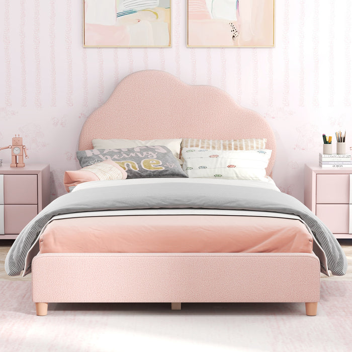 Twin Bed Frame with Height-Adjustable Headboard and Sturdy Wooden Slats-Gradient Pink