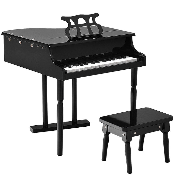 Musical Instrument Toy 30-Key Children Mini Grand Piano with Bench-Black