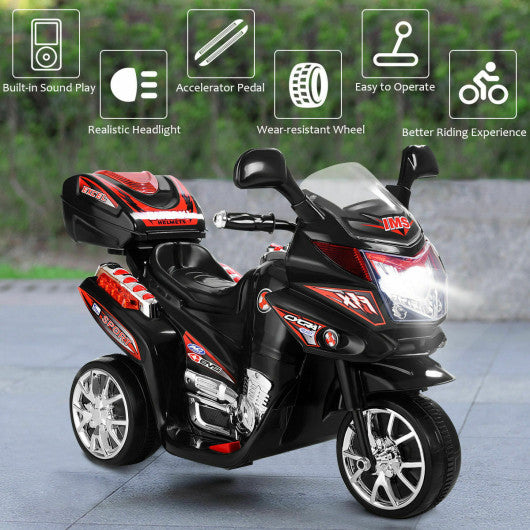 3 Wheel Kids 6V Battery Powered Electric Toy Motorcycle-Black