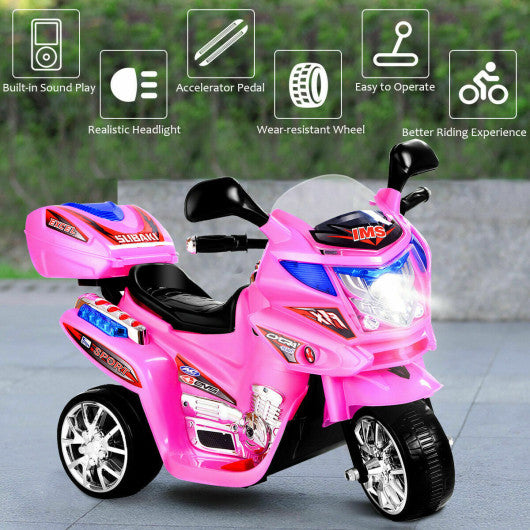 3 Wheel Kids 6V Battery Powered Electric Toy Motorcycle-pink