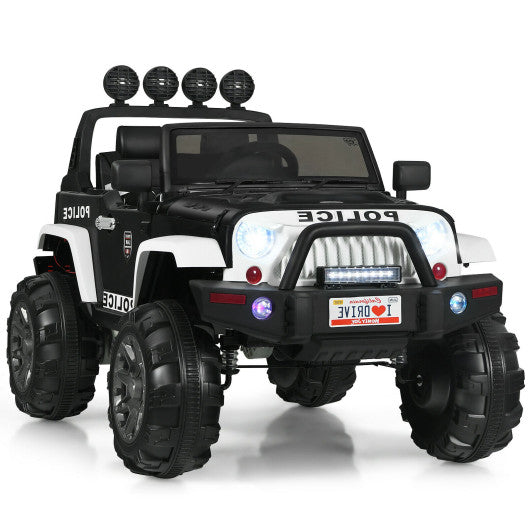 12V Kids Ride On Truck with Remote Control and Double Magnetic Door-Black & White