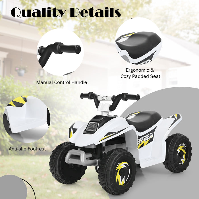 6V Kids Electric ATV 4 Wheels Ride-On Toy-White