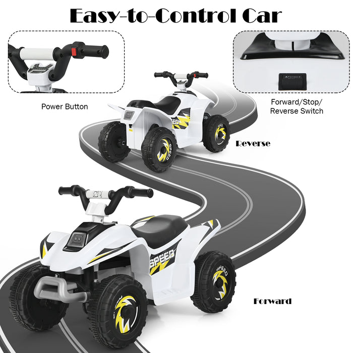 6V Kids Electric ATV 4 Wheels Ride-On Toy-White