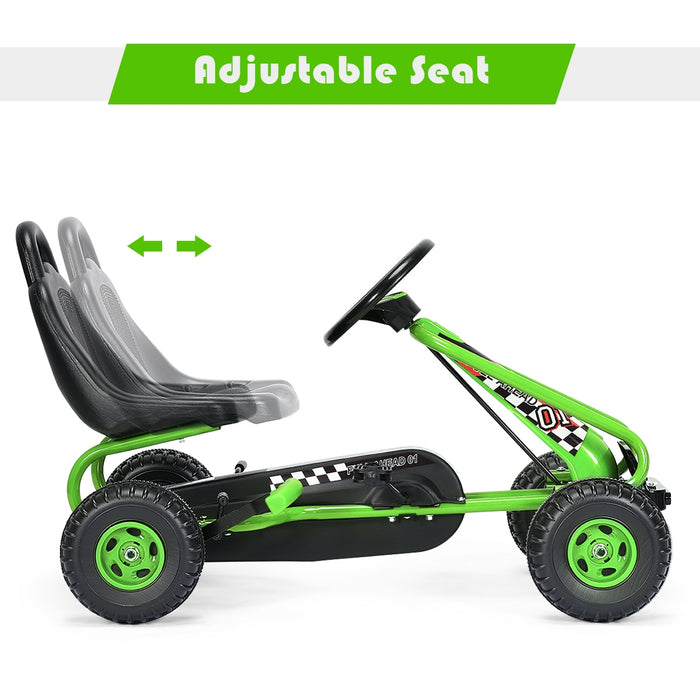 4 Wheel Pedal Powered Ride On with Adjustable Seat-Green