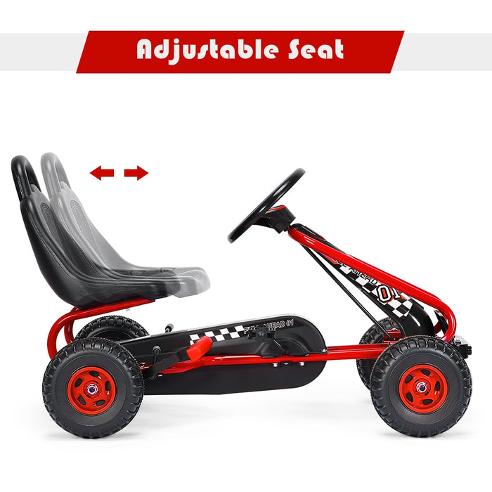 4 Wheel Pedal Powered Ride On with Adjustable Seat-Red