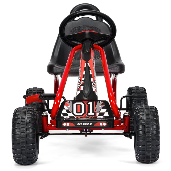 4 Wheel Pedal Powered Ride On with Adjustable Seat-Red